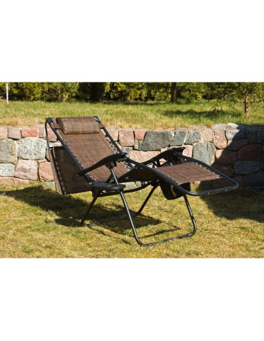 Leżak ogrodowy składany wielofunkcyjny z daszkiem 173x52/65x110cm brązowy
