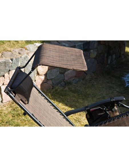 Leżak ogrodowy składany wielofunkcyjny z daszkiem 173x52/65x110cm brązowy