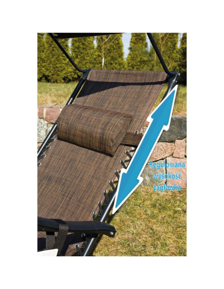 Leżak ogrodowy składany wielofunkcyjny z daszkiem 173x52/65x110cm brązowy