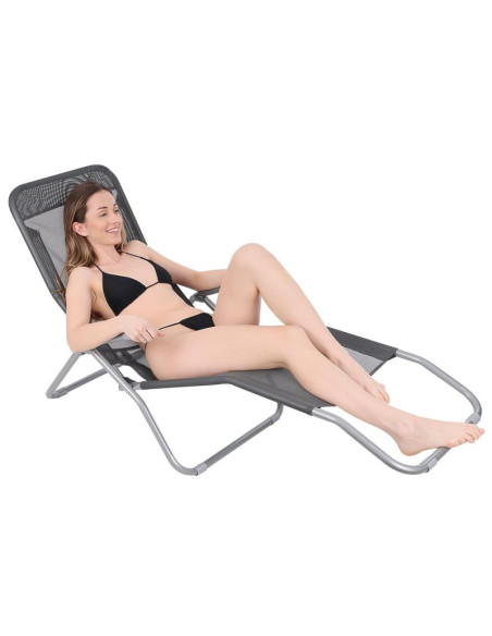 Leżak fotel składany grawitacyjny lazzy ciemny szary enero camp