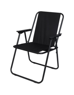 Krzesło turystyczne z podłokietnikami 52x44x75cm składane czarne