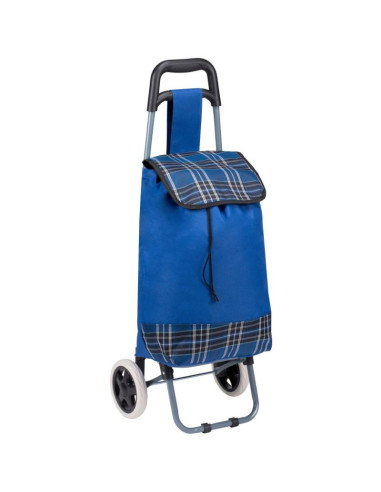 Wózek torba na kólkach na zakupy ze stelażem 31l niebieski