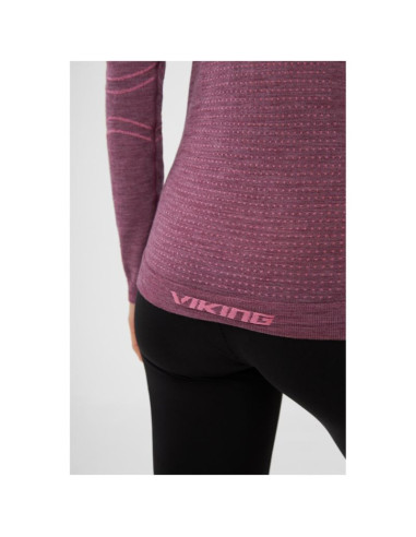 Bielizna damska viking lana pro longsleeve merino roz. s różowa