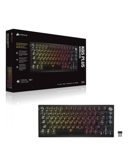 Bezprzewodowa klawiatura do gier tkl corsair k65 plus, tkl (75%), corsair mlx fusion -, iso (de)