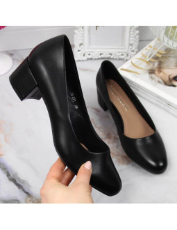 Czółenka na klocku czarne w sergio leone sk354a 2