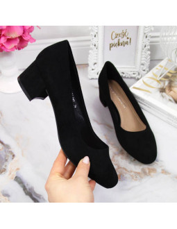 Czółenka na klocku zamszowe sergio leone w