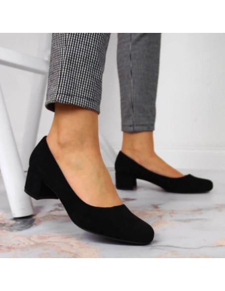 Czółenka na klocku zamszowe sergio leone w