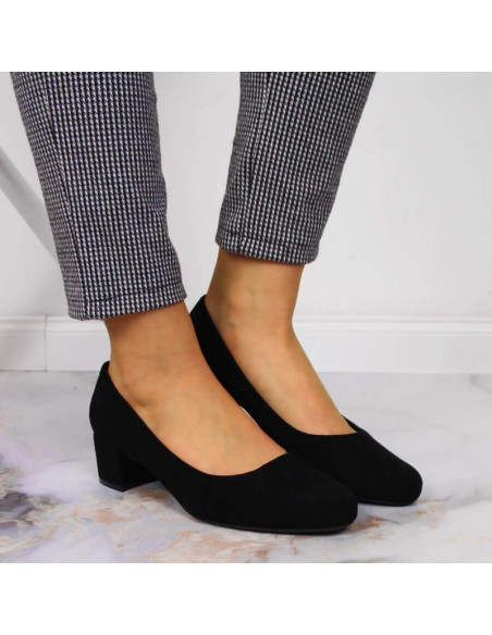 Czółenka na klocku zamszowe sergio leone w