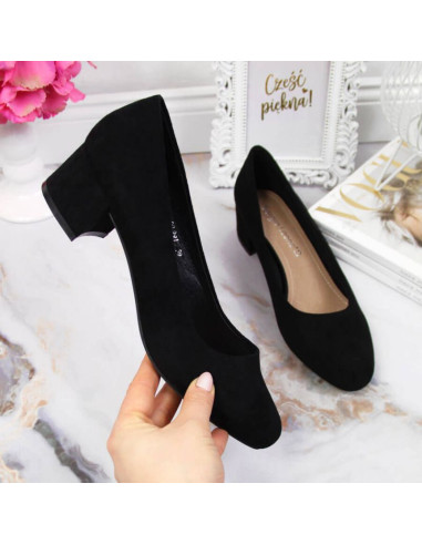 Czółenka na klocku zamszowe sergio leone w