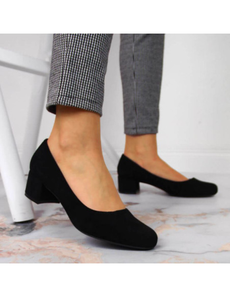 Czółenka na klocku zamszowe sergio leone w