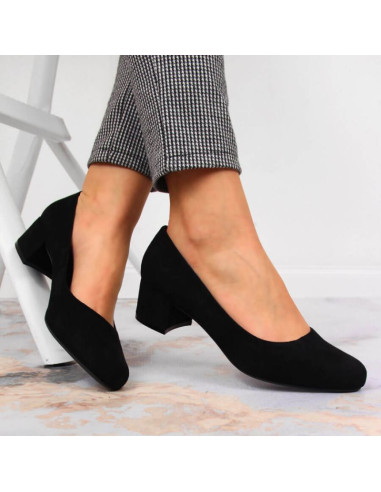 Czółenka na klocku zamszowe sergio leone w