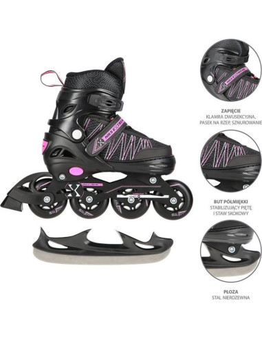 Łyżworolki nils extreme nh11912 a 2w1 z wymienną płozą hokejową jr 16