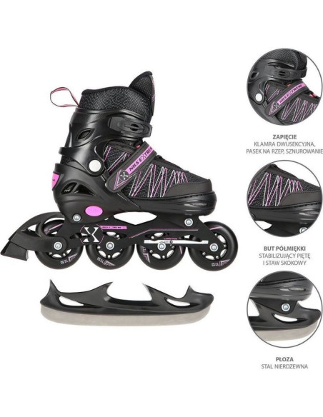 Łyżworolki nils extreme nh11912 a 2w1 z wymienną płozą hokejową jr 16