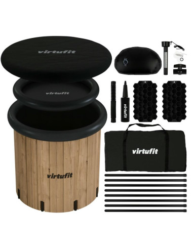 Virtufit wanna lodowa xxl - 375 litrów - imitacja drewna - z akcesoriami