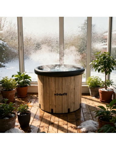 Virtufit wanna lodowa xxl - 375 litrów - imitacja drewna - z akcesoriami
