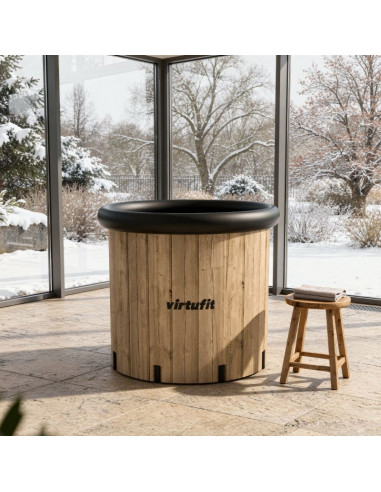 Virtufit wanna lodowa xxl - 375 litrów - imitacja drewna - z akcesoriami