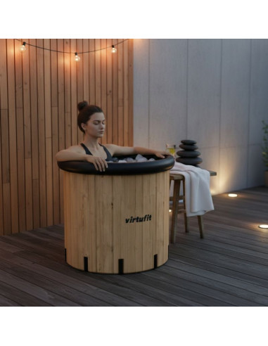 Virtufit wanna lodowa xxl - 375 litrów - imitacja drewna - z akcesoriami