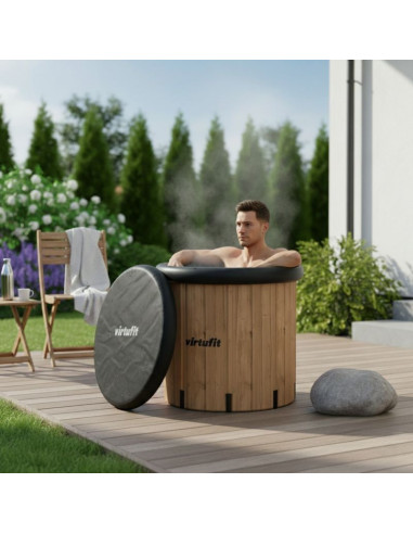 Virtufit wanna lodowa xxl - 375 litrów - imitacja drewna - z akcesoriami