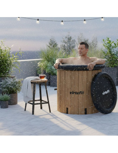 Virtufit wanna lodowa xxl - 375 litrów - imitacja drewna - z akcesoriami