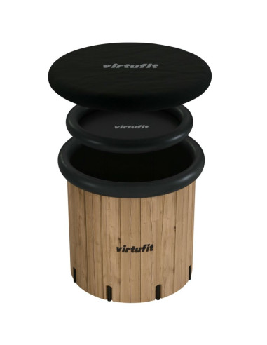 Virtufit wanna lodowa xxl - 375 litrów - imitacja drewna - z akcesoriami