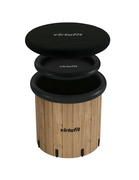 Virtufit wanna lodowa xxl - 375 litrów - imitacja drewna - z akcesoriami