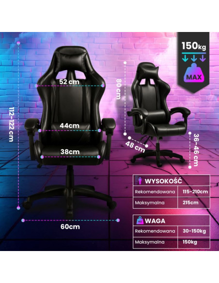 Extralink gaming | fotel gamingowy | biurowy, obrotowy, kubełkowy, czarny, g-524