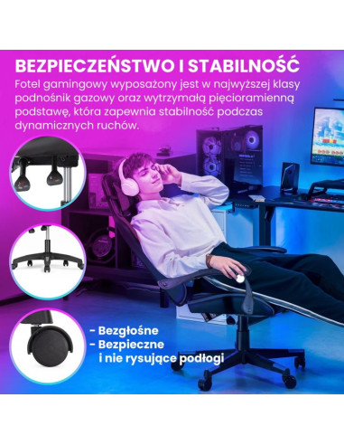 Extralink gaming | fotel gamingowy | biurowy, obrotowy, kubełkowy, czarny, g-524