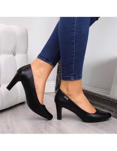 Czarne czółenka na słupku w sergio leone sk39a