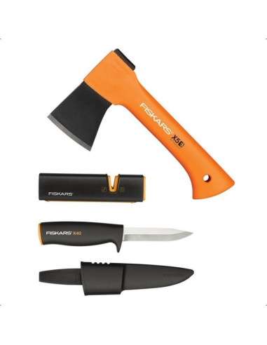 Zestaw campingowy:  siekiera x5 + nóż + ostrzałka