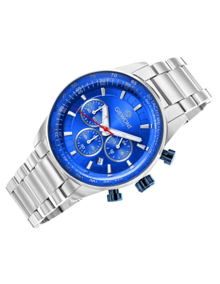 Zegarek męski giewont chronograph sapphire srebrno niebieski gw9140-b3