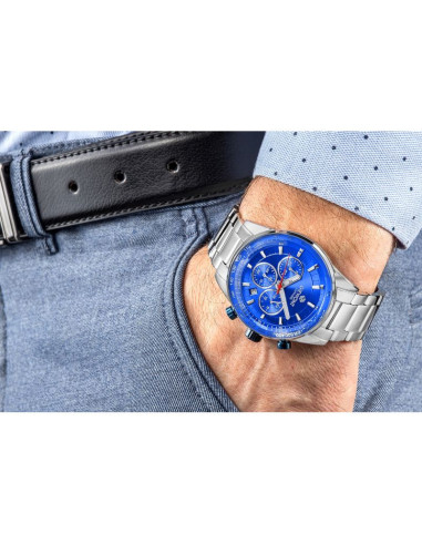 Zegarek męski giewont chronograph sapphire srebrno niebieski gw9140-b3