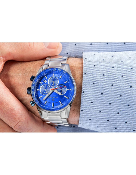 Zegarek męski giewont chronograph sapphire srebrno niebieski gw9140-b3