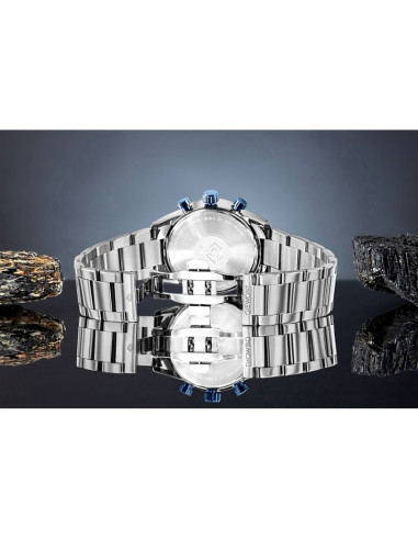 Zegarek męski giewont chronograph sapphire srebrno niebieski gw9140-b3