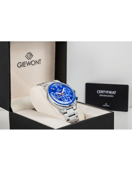 Zegarek męski giewont chronograph sapphire srebrno niebieski gw9140-b3
