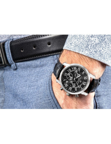 Zegarek męski giewont chronograph sapphire srebrno czarny gw6260-a2