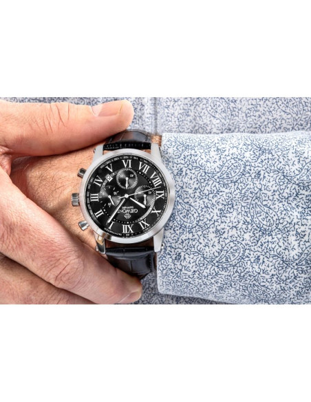 Zegarek męski giewont chronograph sapphire srebrno czarny gw6260-a2