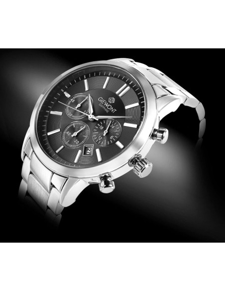 Zegarek męski giewont chronograph sapphire srebrno czarny gw8510-b1