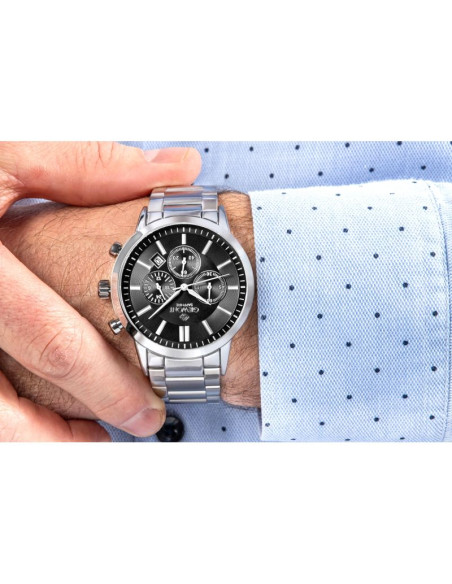 Zegarek męski giewont chronograph sapphire srebrno czarny gw8510-b1