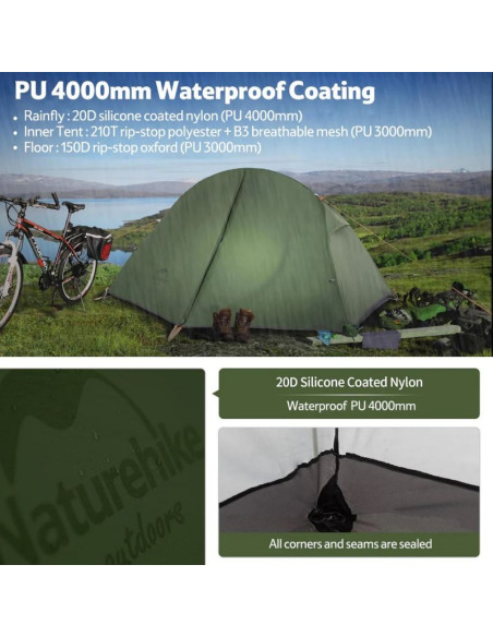 Namiot turystyczny naturehike nh18a095-d - forest green