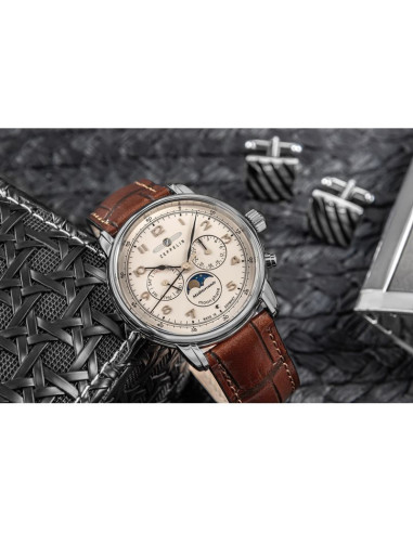 Zegarek męski zeppelin lz121 mediterranee moonphase 9636-5 + box