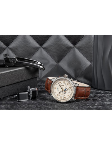 Zegarek męski zeppelin lz121 mediterranee moonphase 9636-5 + box