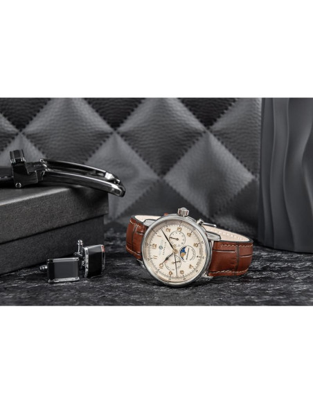 Zegarek męski zeppelin lz121 mediterranee moonphase 9636-5 + box