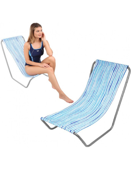 Leżak ogrodowo - plażowy składany i torba blue lines