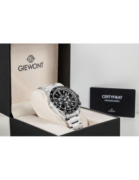 Zegarek męski giewont chronograph sapphire srebrno czarny gw9580-b1
