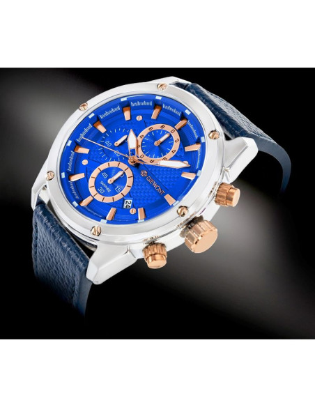 Zegarek męski giewont chronograph sapphire srebrno niebieski gw8810-a2