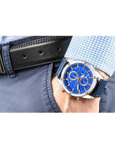 Zegarek męski giewont chronograph sapphire srebrno niebieski gw8810-a2