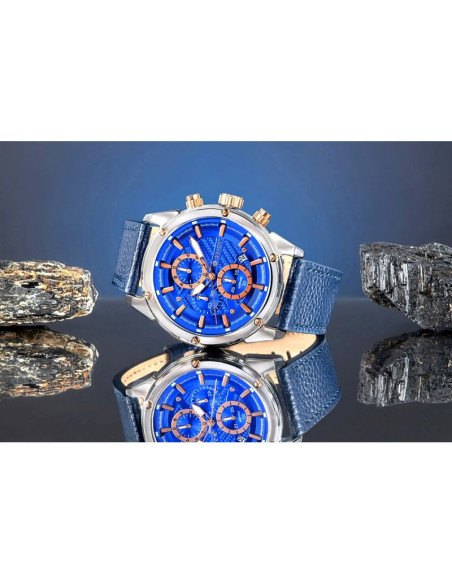 Zegarek męski giewont chronograph sapphire srebrno niebieski gw8810-a2