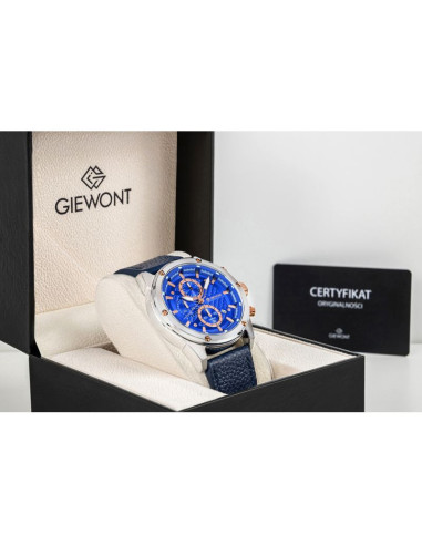 Zegarek męski giewont chronograph sapphire srebrno niebieski gw8810-a2