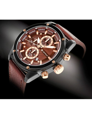 Zegarek męski giewont chronograph sapphire czarno brązowy gw8810-a3