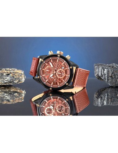 Zegarek męski giewont chronograph sapphire czarno brązowy gw8810-a3